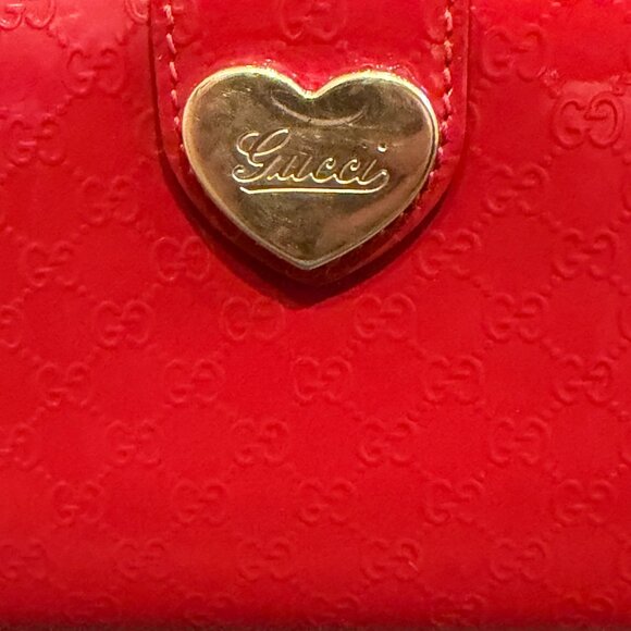 Gucci Microguccissima Heart Continental Red Leather Wallet - Picture 2 of 11